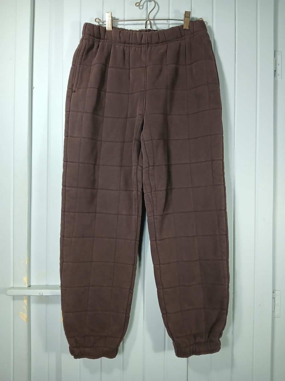 TNA Mega Cozy Fleece Quilted Brown Jogger Pants